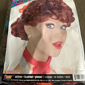Red housewife Lucille ball costume short wig Halloween